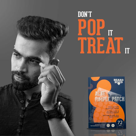 Beardhood Acne Pimple Patch | 72 Hydrocolloid Waterproof Patches | For Active Surface Acne | Absorbs Pimple Overnight, Reduces Excess Oil | For All Skin Types - Vamzn#