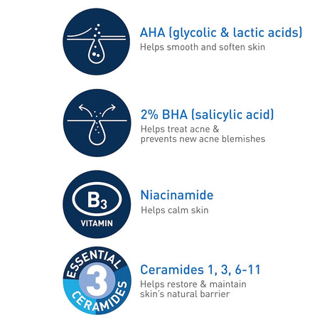 CeraVe Salicylic Acid Acne Treatment with Glycolic Acid and Lactic Acid | AHA/BHA Acne Gel for Face to Control and Clear Breakouts |1.35 Ounce - Vamzn#
