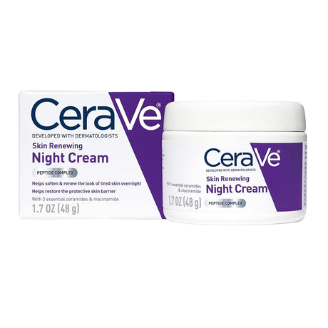 CeraVe Skin Renewing Night Cream | Niacinamide, Peptide Complex, and Hyaluronic Acid Moisturizer for Face | 1.7 Ounce, Packaging may Vary - Vamzn#