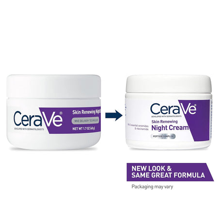 CeraVe Skin Renewing Night Cream | Niacinamide, Peptide Complex, and Hyaluronic Acid Moisturizer for Face | 1.7 Ounce, Packaging may Vary - Vamzn#