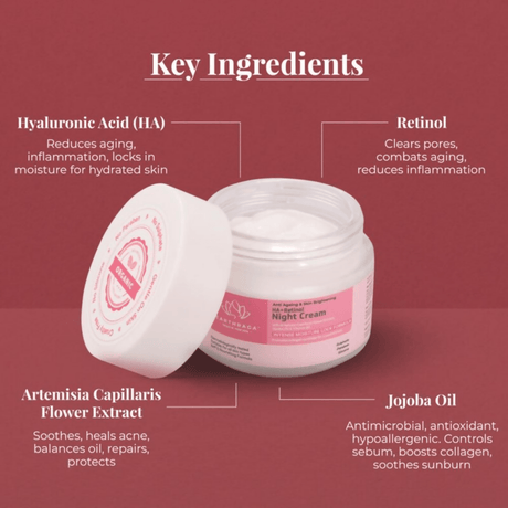 Earthraga Anti Ageing and Skin Brightening HA + Retinol Night Cream - Vamzn#